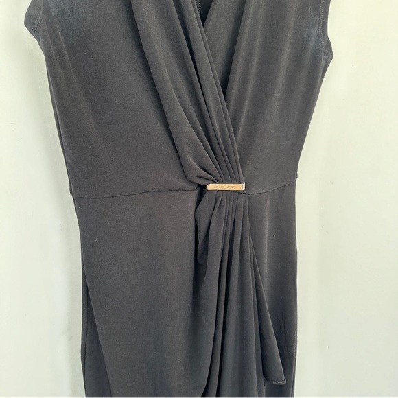 Michael Kors faux wrap midi  dress, sleeveless, v-neck, stretch jersey knit - Picture 8 of 17